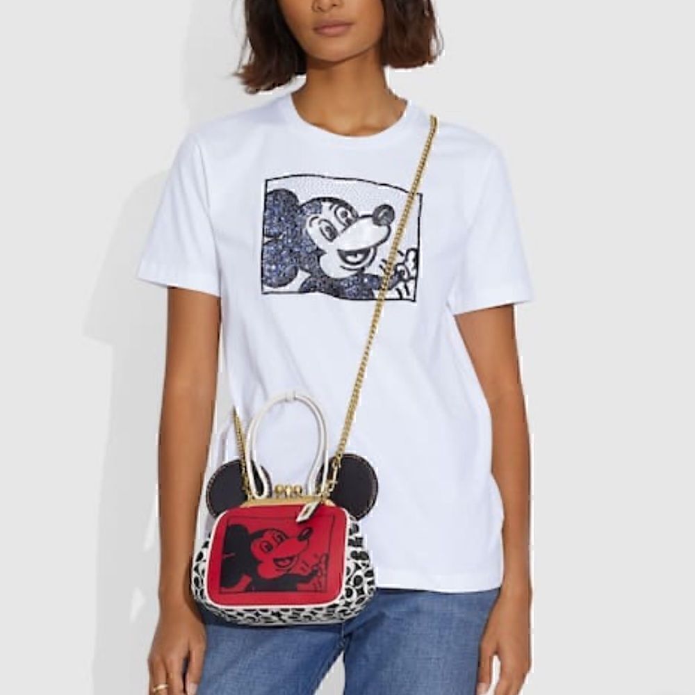 COACH Leather Keith Haring X Disney Mickey Mouse Kisslock Bag limited Edition - Picture 6 of 14